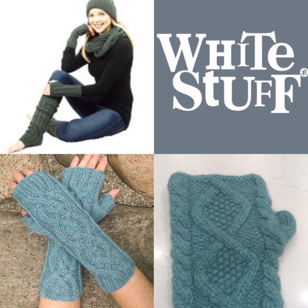 NWOT:WHITE STUFF:TURQ FINGERLESS GLOVE ARM-WARMERS